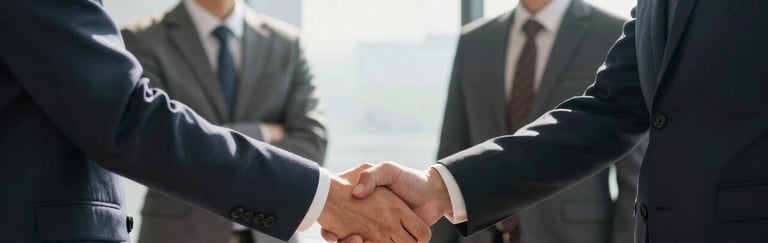 Business handshake symbolizing strategic partnerships and long-term collaboration agreements