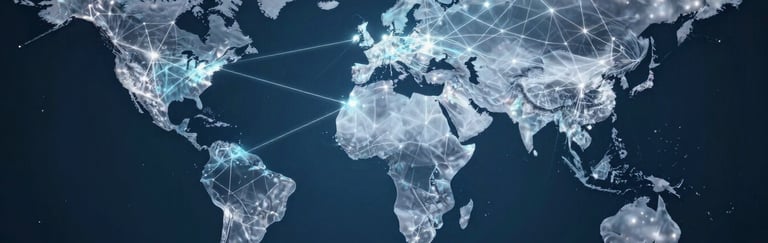 Global network map representing international business expansion and market growth opportunities