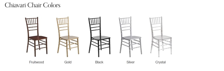 Event rental - Chiavari Chairs with different colors Gold Black, Silver Clear Mahogany