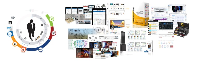 Collage of numerous UI/UX work from Ares Sakamoto, Distinguished Human Experience Designer
