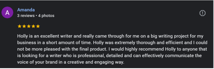 google testimonial