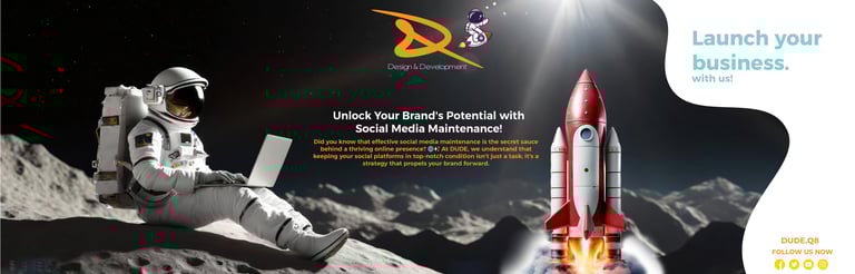 DUDE Kuwait offering social media management, website design, graphic design, and high-quality printing services for business