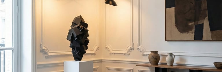 Pyrite sculpture by Stanislas Garaud in parisian apartment