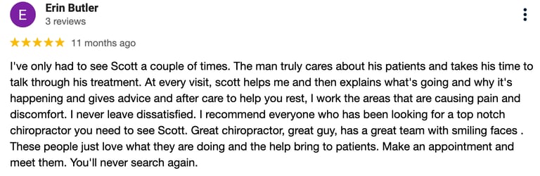 a person's profile in a review of a review, five star
