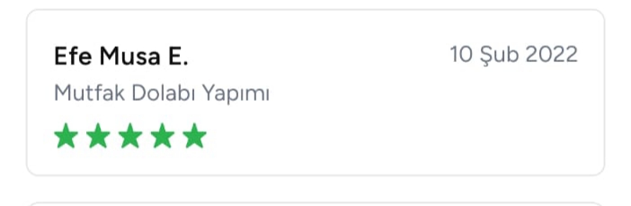 Efe isimli müşterinin 5 yıldız verdiği görsel