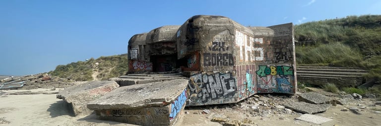 The beach and old ww2 defences at Leffrinckoucke, France