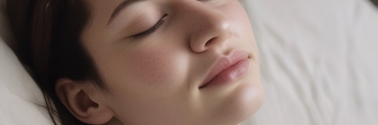 A serene setting with a person peacefully guided through a hypnosis session.