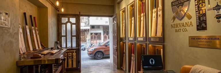 Contact Nirvana Bat Co. at the Surat atelier for cricket bat enquiries and custom commissions.