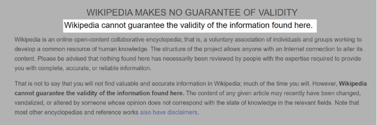 Wikipedia makes no guarantee of validity