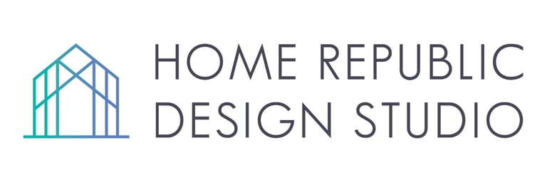 Home Republic Design Studio logo featuring a teal to blue gradient geometric house icon.