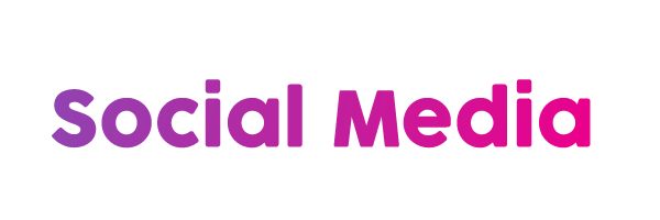 Mots Social Media écrits en gras avec dégradé violet et magenta