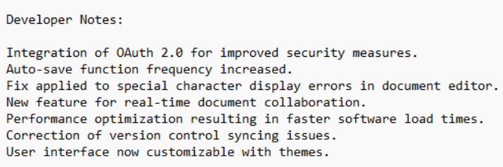 Image of developer notes before user-friendly transformation.
