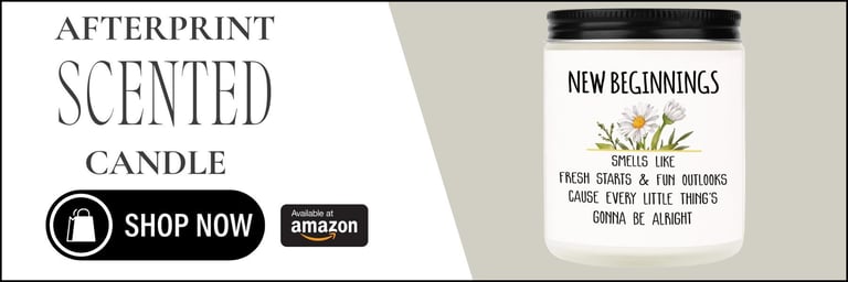 a bottle of new beginnings scented candle with a white background and a black and white