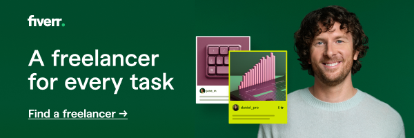 Ad for Fiverr, stating "A freelancer for every task"