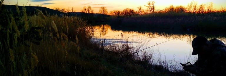 Riverside landscape at sunset