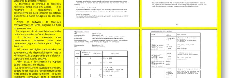 Revista Famicom Hissyoubon Magazine edição de 16/12/1988 com 4 pág especificações console à Impressa