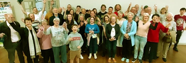 Happy people sending a greeting