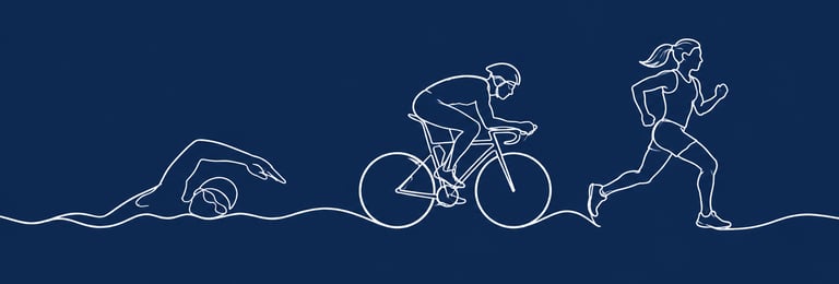 Bannière avec un nageur, un cycliste et un coureur du Tri3F