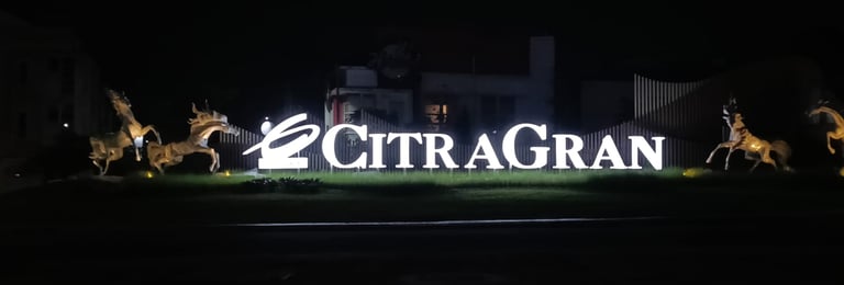 Huruf timbul akrilik nyala proyek CitraGran Cibubur oleh Angel Family Laser