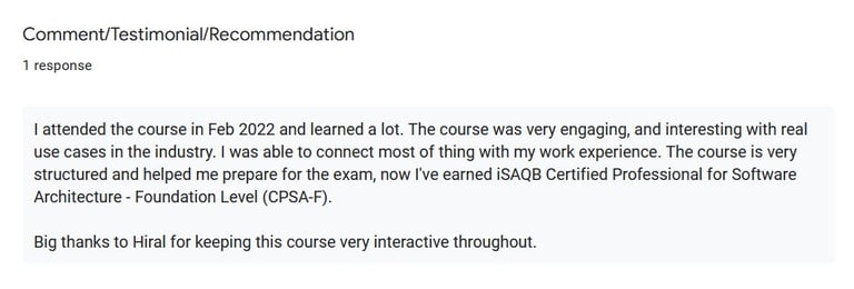 Testimonial from Feb 2022 batch