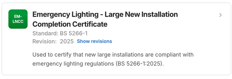 Emergency Lighting Large New Installation Completion Preview