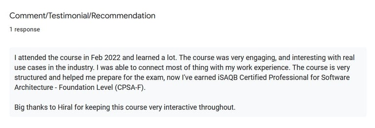 Testimonial from Feb 2022 batch