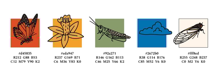 Vibrant color palette for brand meadowsong studios