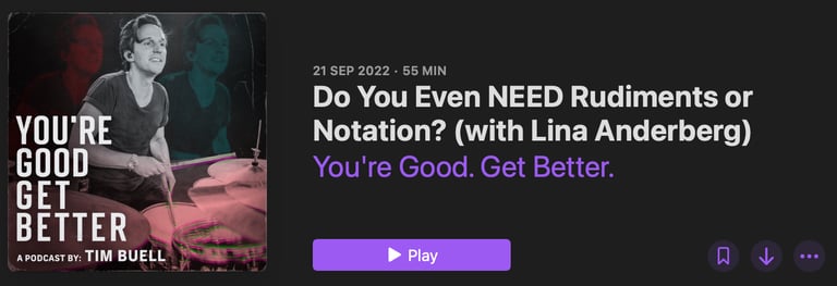 Touring drummer Lina Anderberg interviewed on podcast