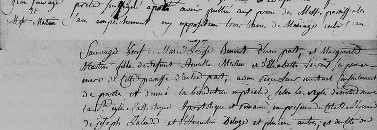 Marriage of Jans Sauvage & Marguerite Martin