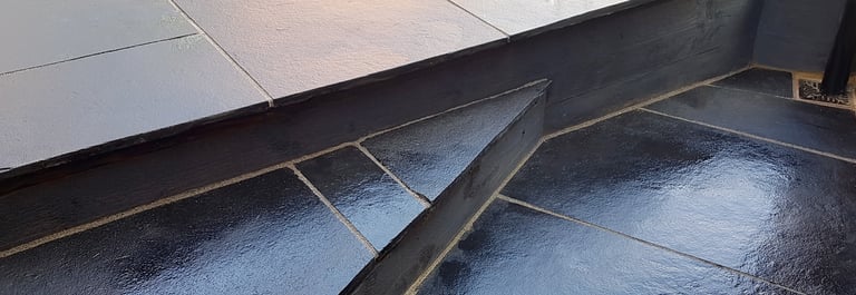Corner Triangle Garden, Black & Grey Patio - Brentwood Upminster Hornchurch Romford