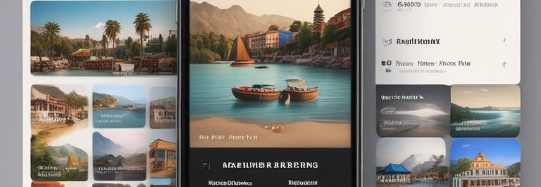 A well-lit indoor exhibition or event space features a counter with a person standing behind it. The decor includes blue walls and potted plants, with a display sign that reads 'Graves, Sauternes, Pessac-Léognan, Barsac.' Several tables and chairs are set up in the background, suggesting a dining or meeting area.