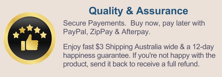 image thumbs up with 5 gold stars on Pink background and words Quality & Assurance secure payments b