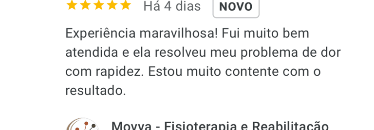 Print de uma avaliação no Google Business Profile de paciente satisfeito - fisioterapia ilhabela