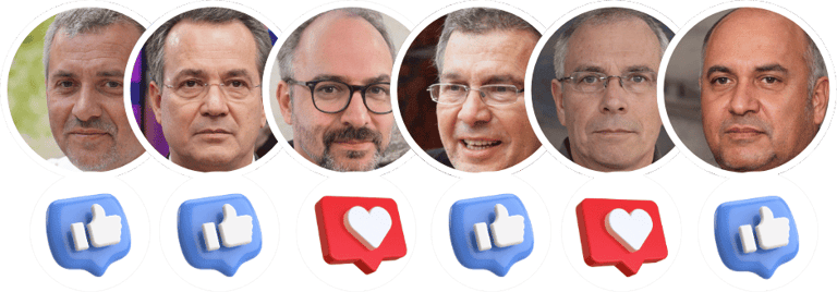 Homens satisfeitos com likes