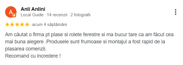 Recenzie client rolete textile zi noapte montaj profesional Bucuresti Sev Home