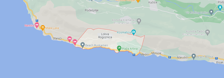The photo shows the territorial boundaries of Lokva Rogoznica.