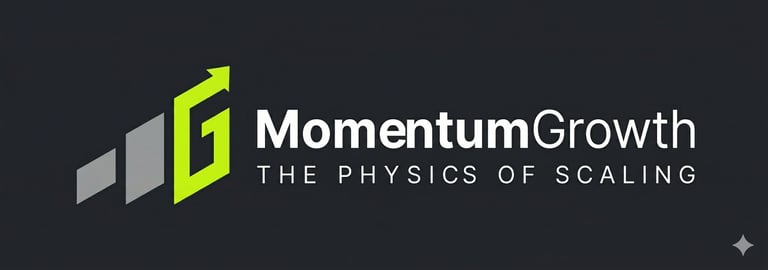 Momentum Growth logo The best digital marketing Agency and the slogan The Physics of Scaling .