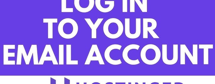 A purple Hostinger graphic with white text that reads Log In To Your Email Account.