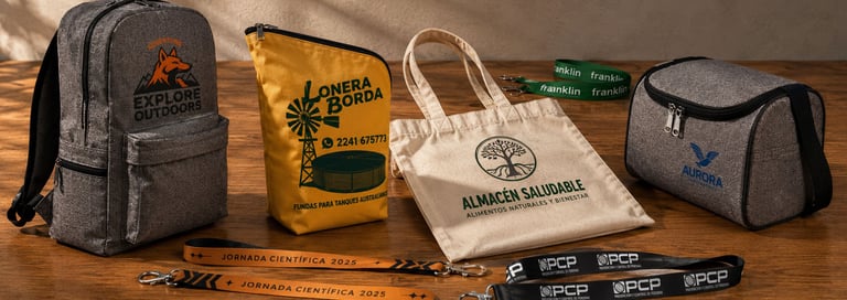 Regalos corporativos personalizados para empresas con mochilas, yerberos, bolsas ecológicas y productos promocionales.