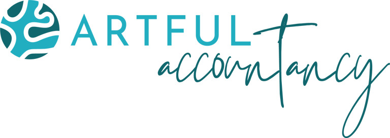 Artful Accountancy logo with teal lettering and a circular abstract icon above the wordmark.