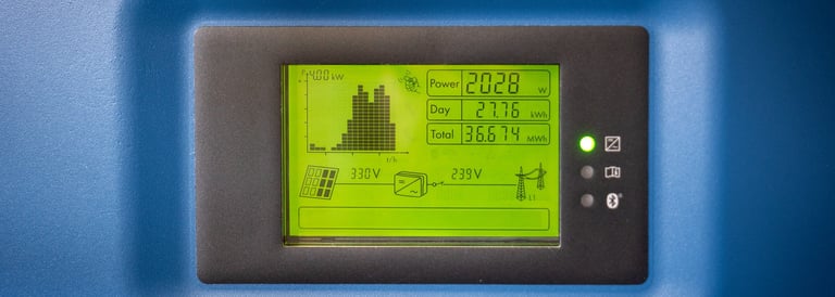a blue and green clock on a blue background