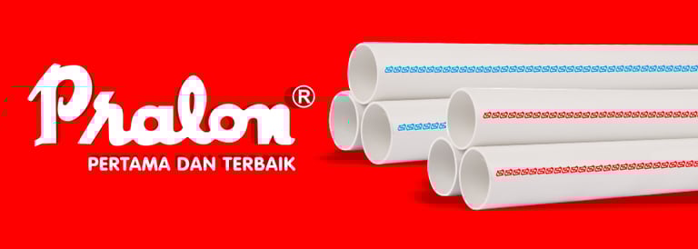a group of three white pipes with the words prallon on them pipa pralon biru dan merah