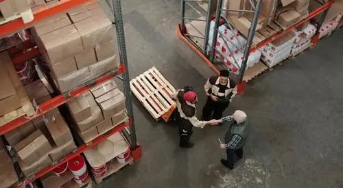 Warehouse team managing inventory and logistics for sourcing and supply chain operations