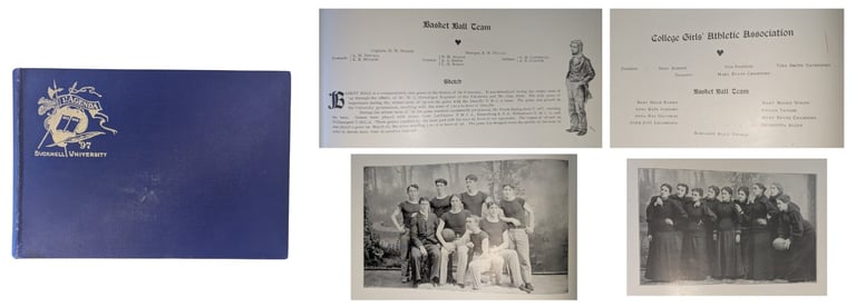 Very early writings on Basketball antique black & white photographs Bucknell