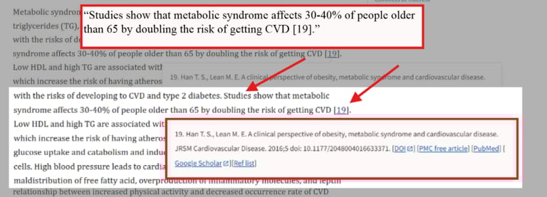 Citing specific information — scientific studies