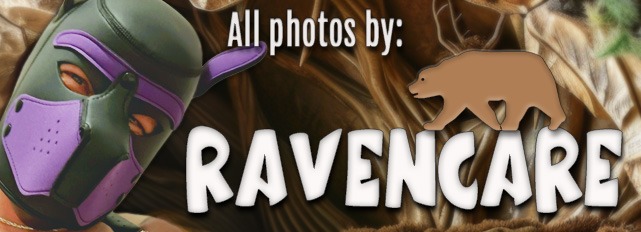 Man in bear mask with a bear logo and RAVENCARE