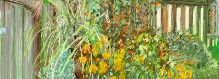 Great Dixter porch view - digital drawing