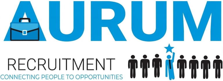 Aurum Recruitment logo with a briefcase icon and figures connecting people to career opportunities.