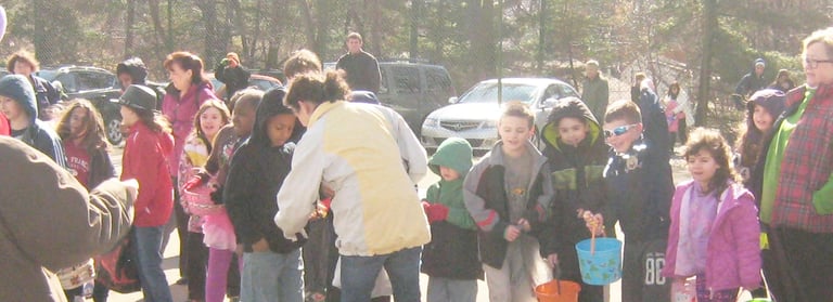 Children and parents gathered at Crescent Hills park to meet the Easter Bunny