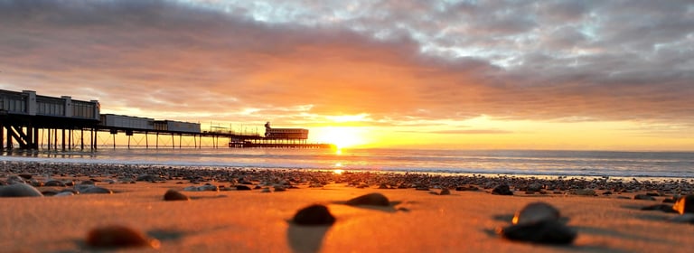 Drone Sandown Pier sunrise isle of wight